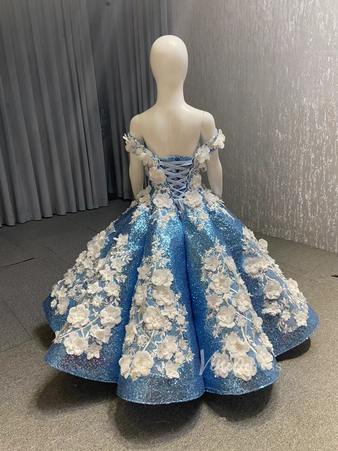 Little Girls Prom Dresses 3D Floral Pink Princess Dress 66662K for kid Viniodress Little Girls Prom Dresses 3D Floral Pink Princess Dress 66662K for kid Viniodress
