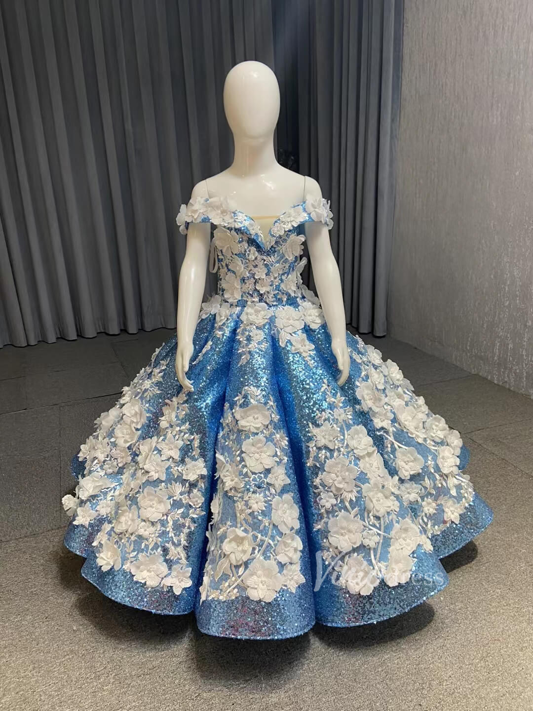 Little Girls Prom Dresses 3D Floral Pink Princess Dress 66662K for kid Viniodress Little Girls Prom Dresses 3D Floral Pink Princess Dress 66662K for kid Viniodress