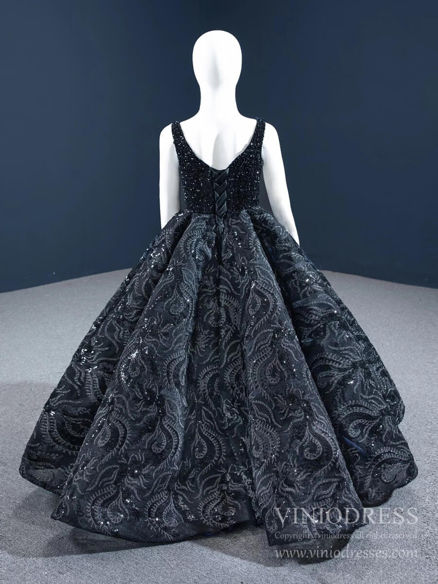 Little Girls Prom Dresses Black Pageant Gown FD1126C-Pageant Dresses for Kids 2025 -Viniodress-As Picture-Custom Size-