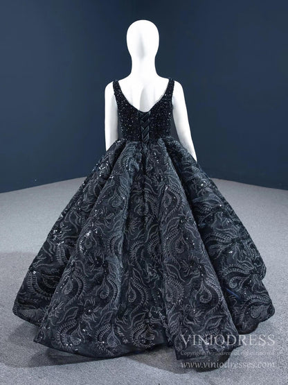 Little Girls Prom Dresses Black Pageant Gown FD1126C-Pageant Dresses for Kids 2025 -Viniodress-As Picture-Custom Size-