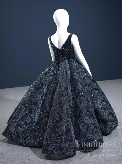 Little Girls Prom Dresses Black Pageant Gown FD1126C-Pageant Dresses for Kids 2025 -Viniodress-As Picture-Custom Size-