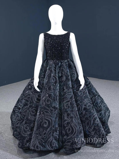 Little Girls Prom Dresses Black Pageant Gown FD1126C-Pageant Dresses for Kids 2025 -Viniodress-As Picture-Custom Size-