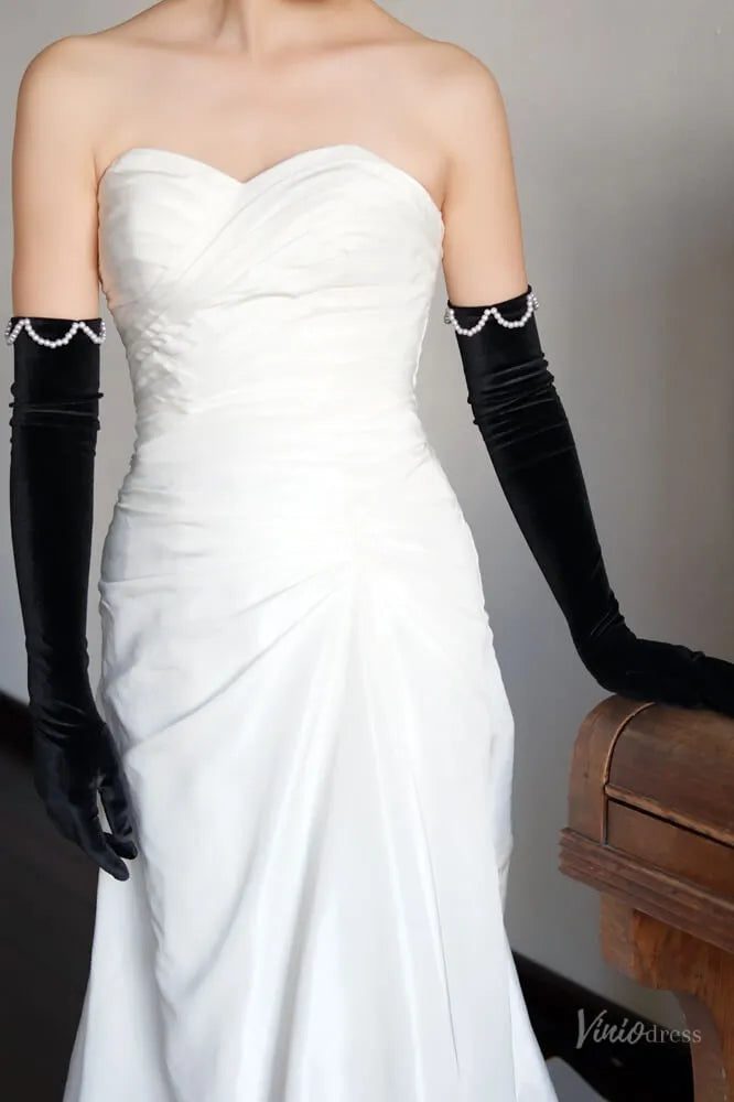 Long Black Velvet Opera Gloves for Women WG180-Bridal Gloves 2026-Viniodress-Black-