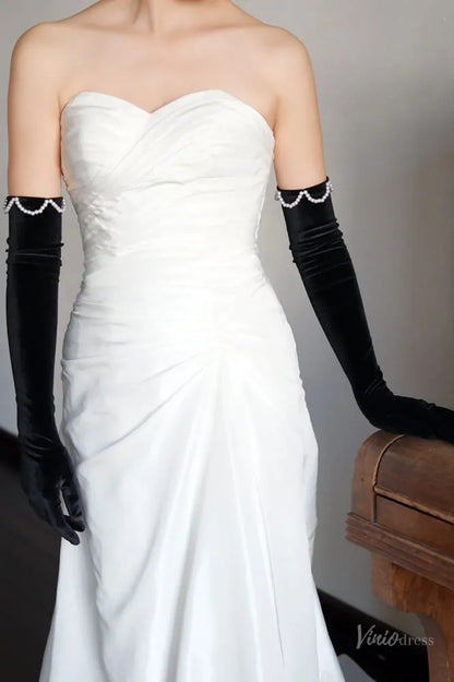 Long Black Velvet Opera Gloves for Women WG180-Bridal Gloves 2026-Viniodress-Black-