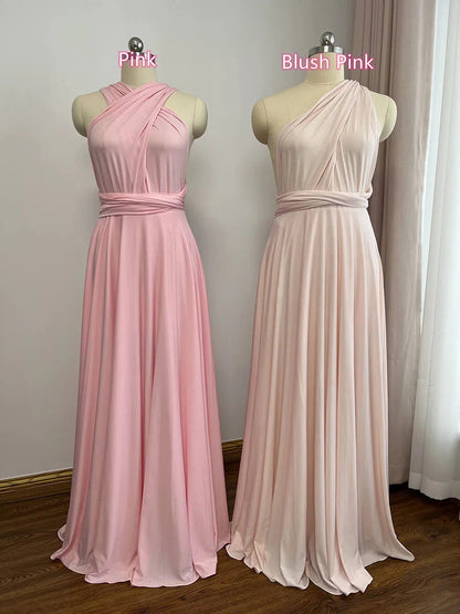 Long Bridesmaid Dresses Convertible Wrap Dress for Women VB1004-bridesmaid dresses 2025 -Viniodress-Pink-Custom Size-