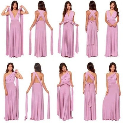 Long Bridesmaid Dresses Convertible Wrap Dress for Women VB1004-bridesmaid dresses 2025 -Viniodress-Pink-Custom Size-