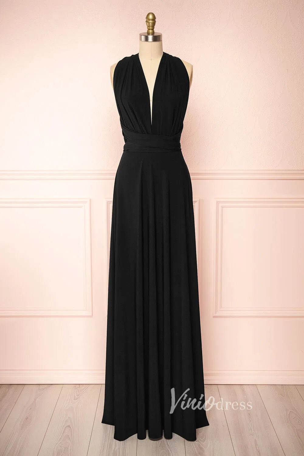 Long Bridesmaid Dresses Convertible Wrap Dress for Women VB1004-bridesmaid dresses 2025 -Viniodress-Pink-Custom Size-