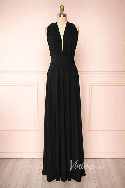 Long Bridesmaid Dresses Convertible Wrap Dress for Women VB1004-bridesmaid dresses 2025 -Viniodress-Pink-Custom Size-