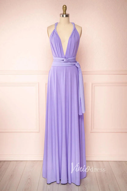 Long Bridesmaid Dresses Convertible Wrap Dress for Women VB1004-bridesmaid dresses 2025 -Viniodress-Pink-Custom Size-