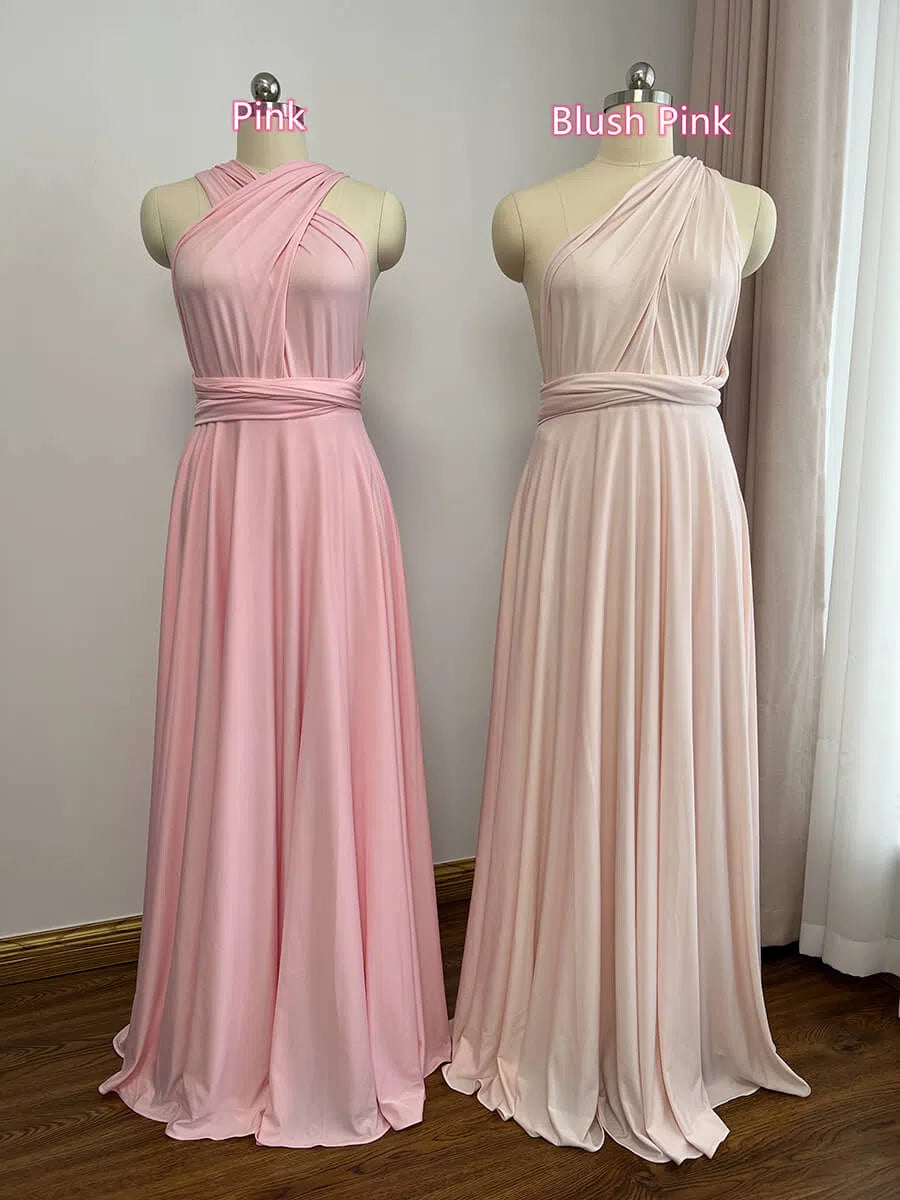 Long Bridesmaid Dresses Convertible Wrap Dress for Women VB1004-bridesmaid dresses 2025 -Viniodress-Pink-Custom Size-