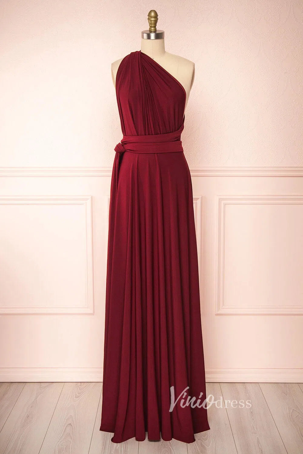 Long Bridesmaid Dresses Convertible Wrap Dress for Women VB1004-bridesmaid dresses 2025 -Viniodress-Pink-Custom Size-