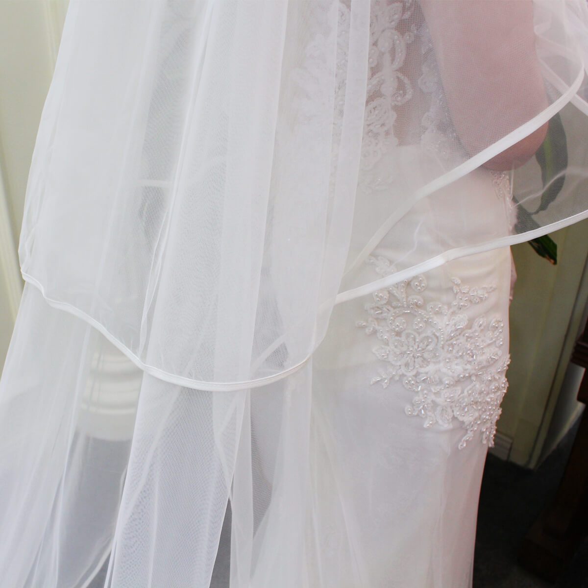 Long Cathedral Bridal Veil with Blusher Viniodress V690-Bridal Veil 2025 -Viniodress-Ivory-