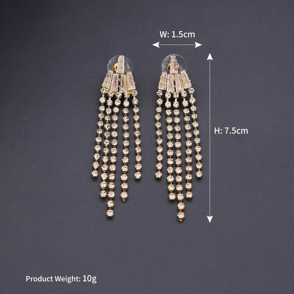 Long Dropl Earrings AC1036-Bridal Jewelry-Viniodress-#2-Viniodress