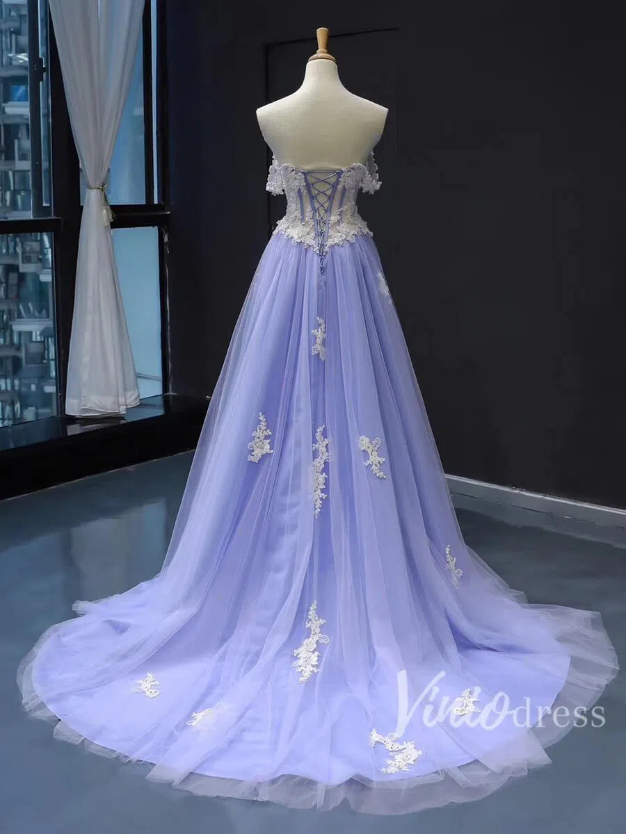 Prom Dress 2025 Cheap Long Lavender Prom Dresses Lace Applique Evening Dress FD1132-unique prom dresses-Lavender-US 2-Viniodress