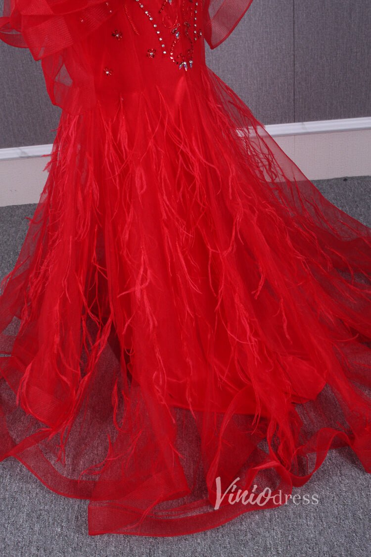 Long Ruffle Sleeve Evening Dress Vintage Beaded Prom Dress FD2478-Evening Dresses 2025 -Viniodress-Champagne-US 2-