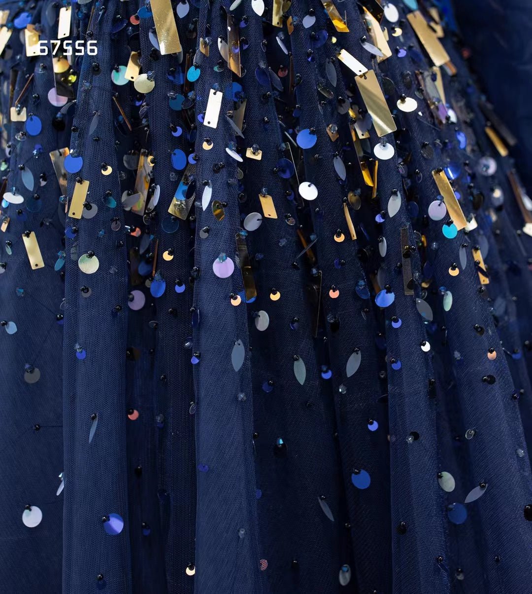 Long Sleeve Dark Blue Formal Dresses A-line Pageant Dress 67556-prom dresses 2025 -Viniodress-Navy Blue-Custom Size-