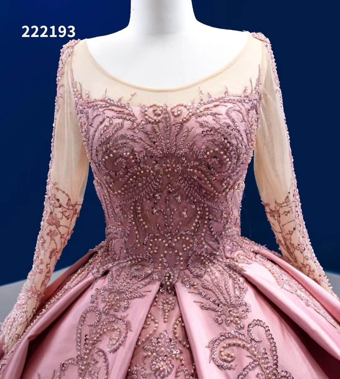 Long Sleeve Dark Pink Sweet 16 Dress Cinderella Ball Gown Debut Dresses 222193-Quinceanera Dresses 2025 -Viniodress-Pink-Custom Size-