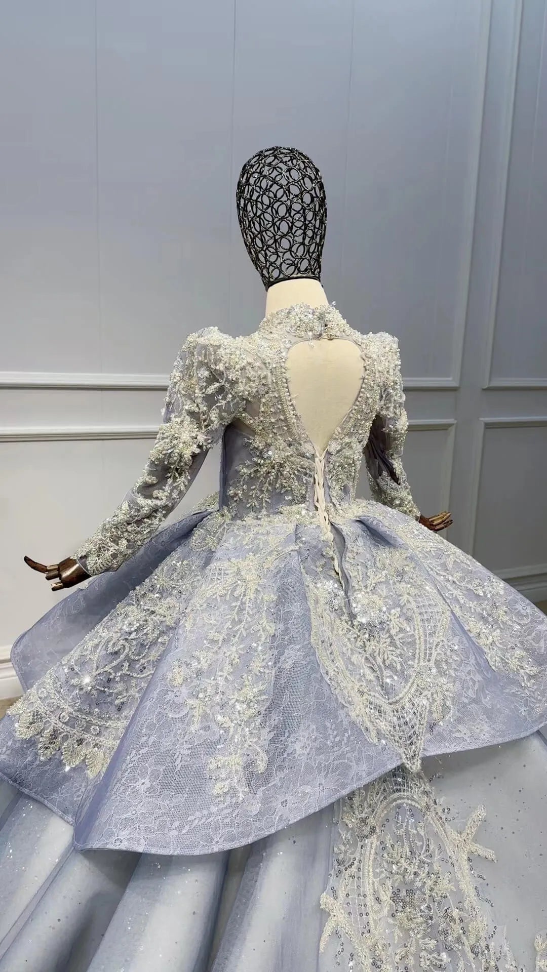 Long Sleeve Dusty Blue Pageant Gowns for Kids KD1006-Pageant Dresses for Kids 2025 -Viniodress-Dusty Blue-Custom Size-