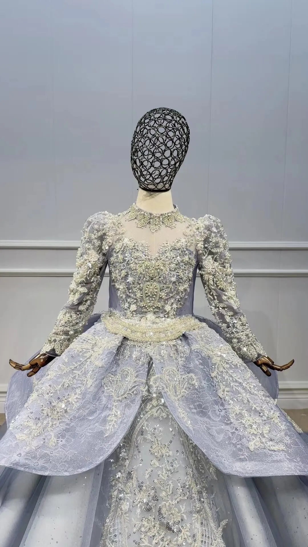 Long Sleeve Dusty Blue Pageant Gowns for Kids KD1006-Pageant Dresses for Kids 2025 -Viniodress-Dusty Blue-Custom Size-