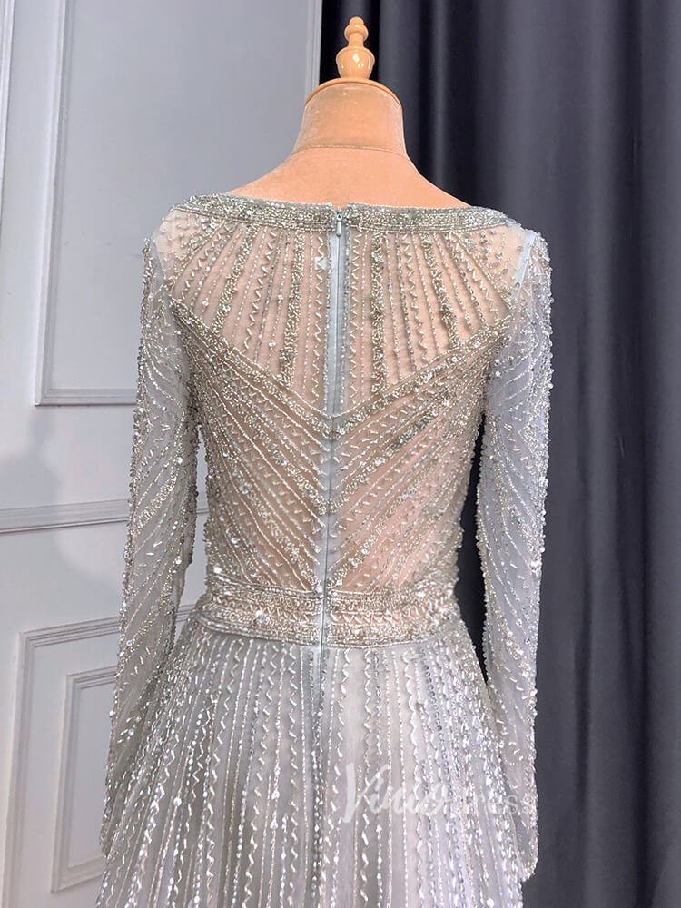 Long Sleeve Evening Dress Beaded Mother of the Bride Dresses 20038 – Viniodress Long Sleeve Evening Dress Beaded Mother of the Bride Dresses 20038 – Viniodress