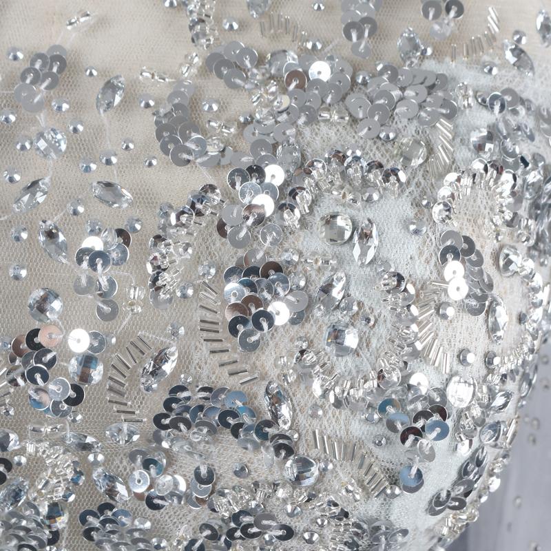 Long Sleeve Feather Silver Prom Dresses Sheath Evening Dress FD2607-Evening Dresses 2025 -VINIODRESS-Silver-US2-