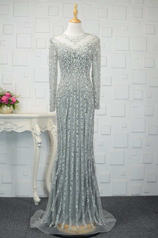 Long Sleeve Gold Prom Dresses 1920s Vintage Evening Dress FD1441-Evening Dresses 2025 -Viniodress-Gold-Custom Size-