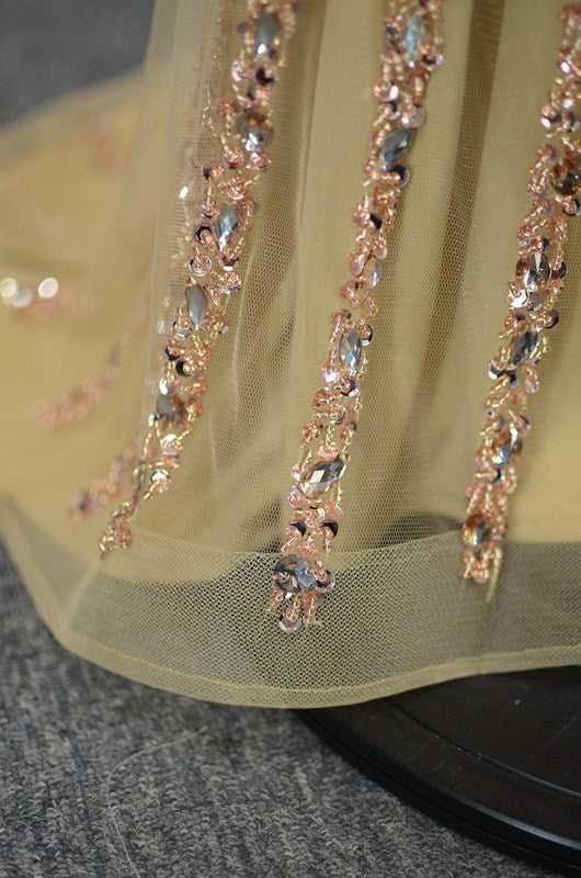 Long Sleeve Gold Prom Dresses 1920s Vintage Evening Dress FD1441-Evening Dresses 2025 -Viniodress-Gold-Custom Size-