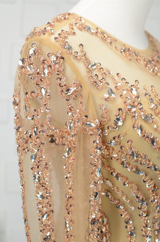 Long Sleeve Gold Prom Dresses 1920s Vintage Evening Dress FD1441-Evening Dresses 2025 -Viniodress-Gold-Custom Size-