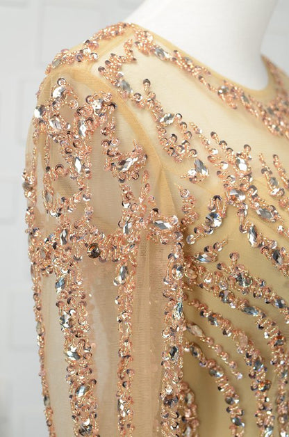 Long Sleeve Gold Prom Dresses 1920s Vintage Evening Dress FD1441-Evening Dresses 2025 -Viniodress-Gold-Custom Size-