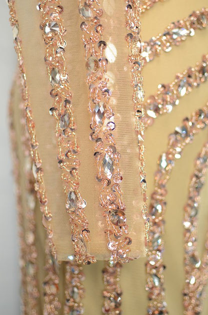 Long Sleeve Gold Prom Dresses 1920s Vintage Evening Dress FD1441-Evening Dresses 2025 -Viniodress-Gold-Custom Size-