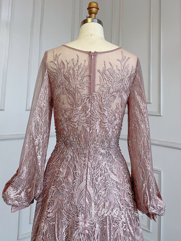 Long Sleeve Gray Lace Mother of the Bride Dresses 20005-Evening Dresses 2025 -Viniodress-As Picture-US 2-