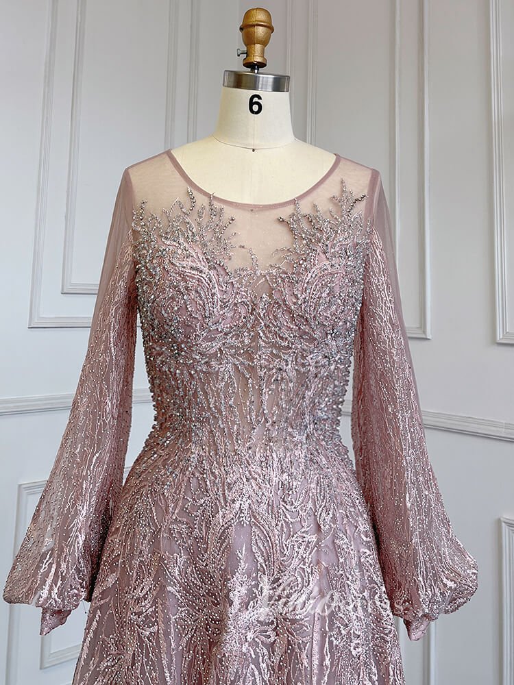 Long Sleeve Gray Lace Mother of the Bride Dresses 20005-Evening Dresses 2025 -Viniodress-As Picture-US 2-
