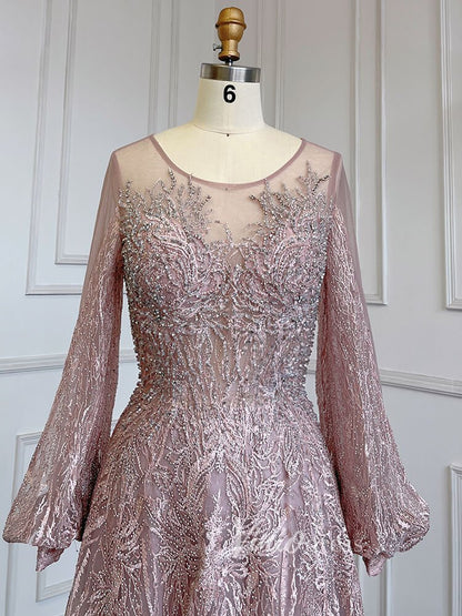 Long Sleeve Gray Lace Mother of the Bride Dresses 20005-Evening Dresses 2025 -Viniodress-As Picture-US 2-