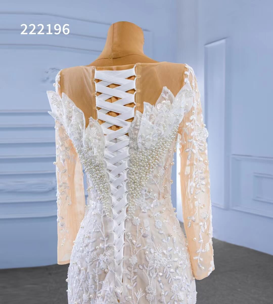 fitted lace wedding dress Long Sleeve Lace Mermaid Wedding Dresses with Pearls 222196 – Viniodress