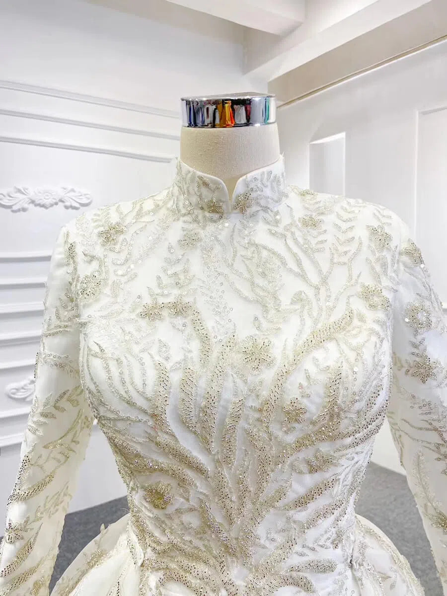 Long Sleeve Mermaid Wedding Dresses with Detachable Skirt 67156-wedding dresses 2025 -Viniodress-Ivory-Custom Size-