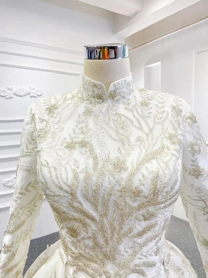 Long Sleeve Mermaid Wedding Dresses with Detachable Skirt 67156-wedding dresses 2025 -Viniodress-Ivory-Custom Size-