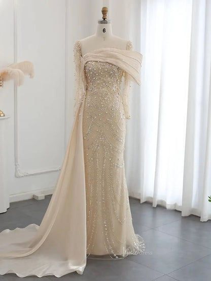 white long prom dresses with sleeves Long Sleeve Mother of the Bride Dresses Elegant Prom Dresses BD053 –  Viniodress
