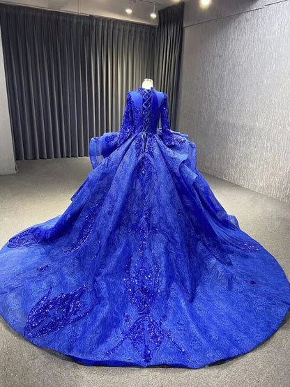 Long Sleeve Muslim Wedding Dresses 67298 viniodress-Quinceanera Dresses 2025 -Viniodress-Red-Custom Size-