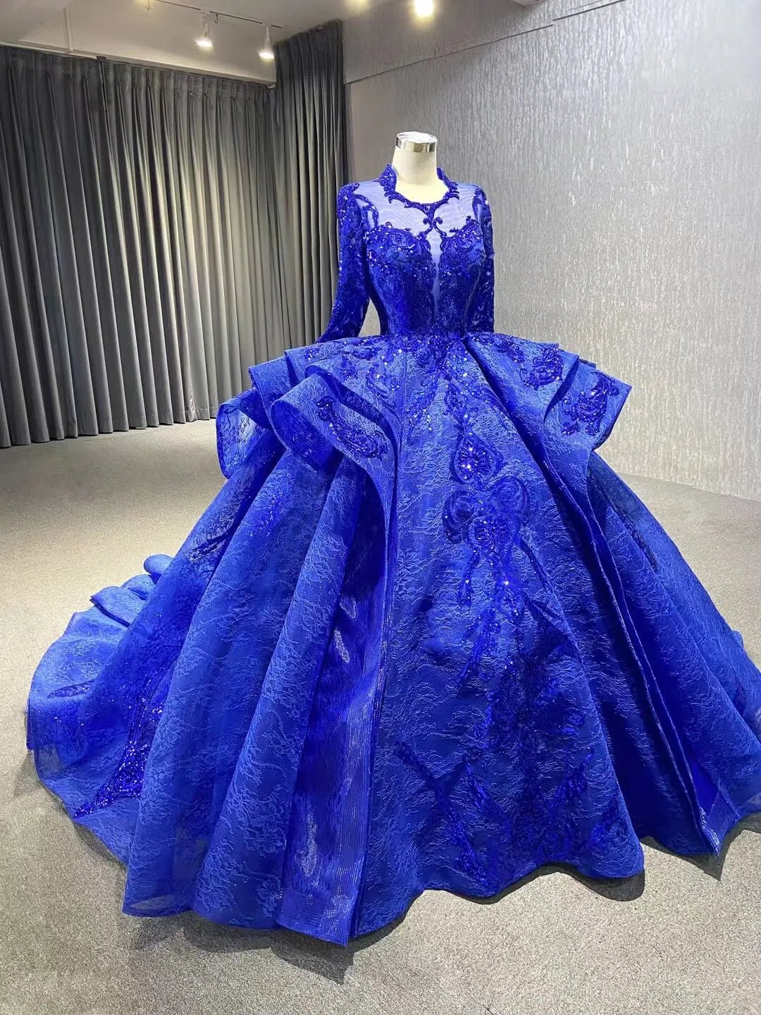 Long Sleeve Muslim Wedding Dresses 67298 viniodress-Quinceanera Dresses 2025 -Viniodress-Red-Custom Size-