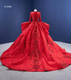 Quinceanera Dresses 2025 Long Sleeve Muslim Wedding Dresses 67298 viniodress-plus size wedding dresses Viniodress-Red-Custom Size-