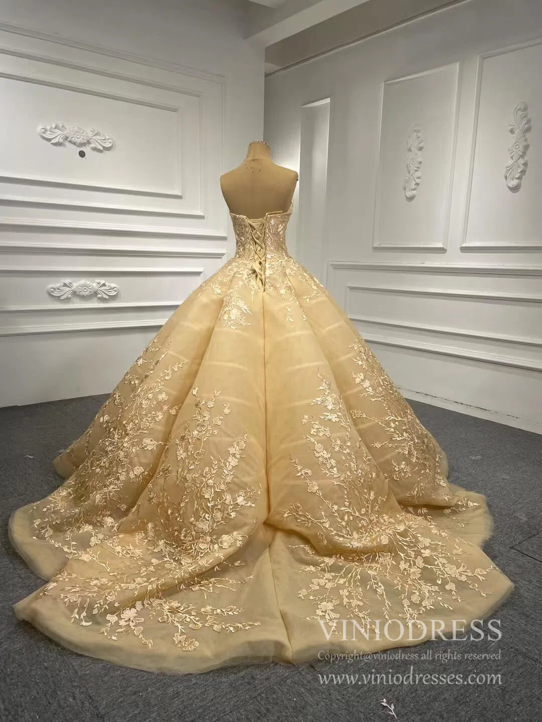 Long Sleeve Muslim Wedding Dresses Luxury Ball Gown 66699 viniodress-Quinceanera Dresses-Viniodress-Viniodress