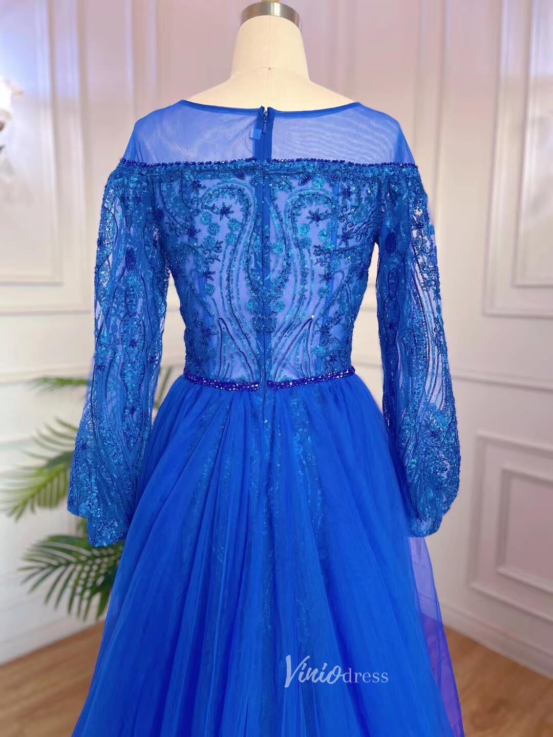 Long Sleeve Overskirt Evening Dresses Beaded Mother of the Bride Dress 20053-Evening Dresses 2025 -Viniodress-As Picture-US 2-