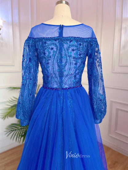 Long Sleeve Overskirt Evening Dresses Beaded Mother of the Bride Dress 20053-Evening Dresses 2025 -Viniodress-As Picture-US 2-