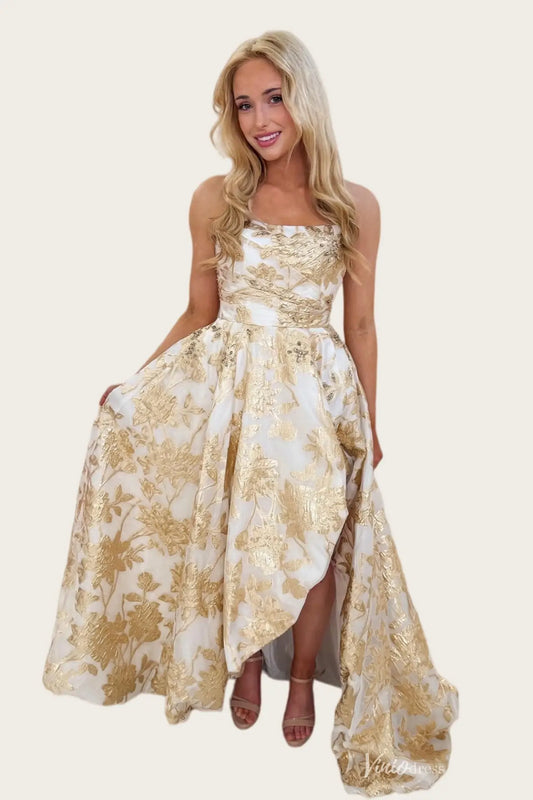 Jacquard Prom Dresses 2026 | Elegant Textured Floral Prom Gowns Viniodress Jacquard Prom Dresses 2026 | Elegant Textured Floral Prom Gowns Viniodress