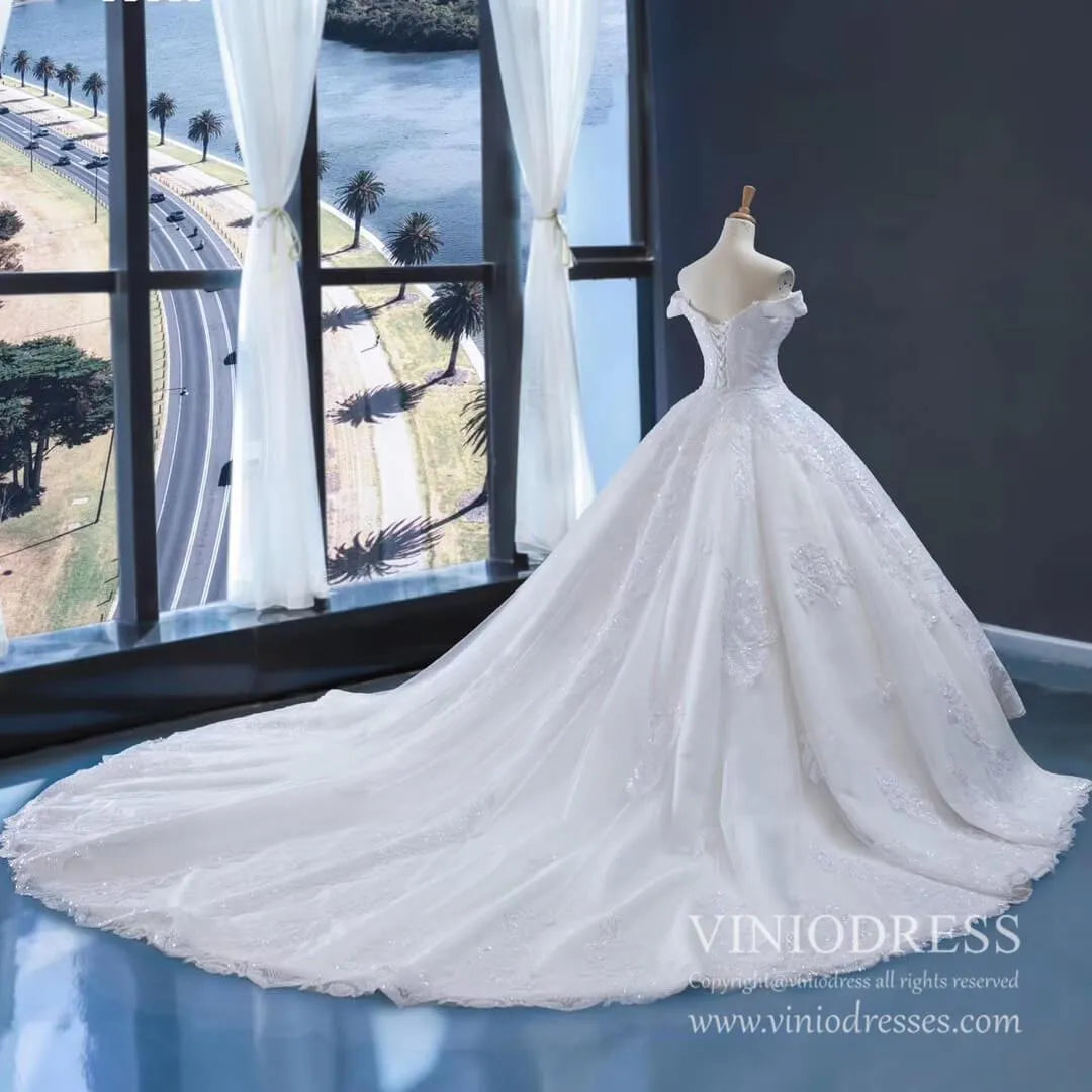 Luxury Arabic Wedding Dresses with Detachable Cathedral Train 66661-wedding dresses 2025 -Viniodress-Ivory-US 2-