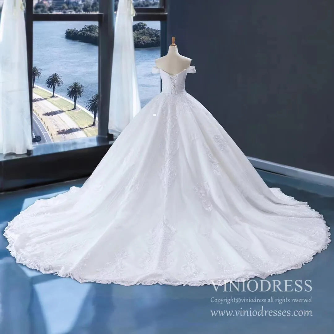 Luxury Arabic Wedding Dresses with Detachable Cathedral Train 66661-wedding dresses 2025 -Viniodress-Ivory-US 2-