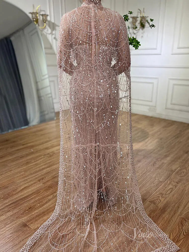 Luxury Beaded 20s Evening Gowns Gatsby Formal Dresses with Cape 20201-prom dresses-Viniodress-Viniodress