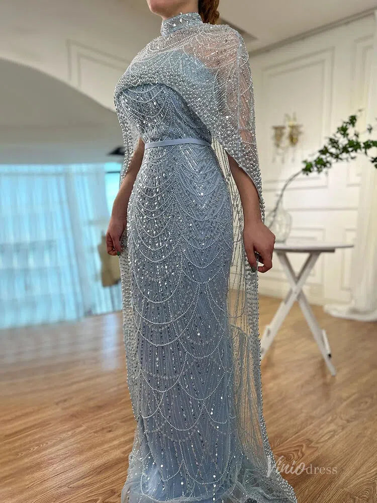 Luxury Beaded 20s Evening Gowns Gatsby Formal Dresses with Cape 20201-prom dresses-Viniodress-Viniodress