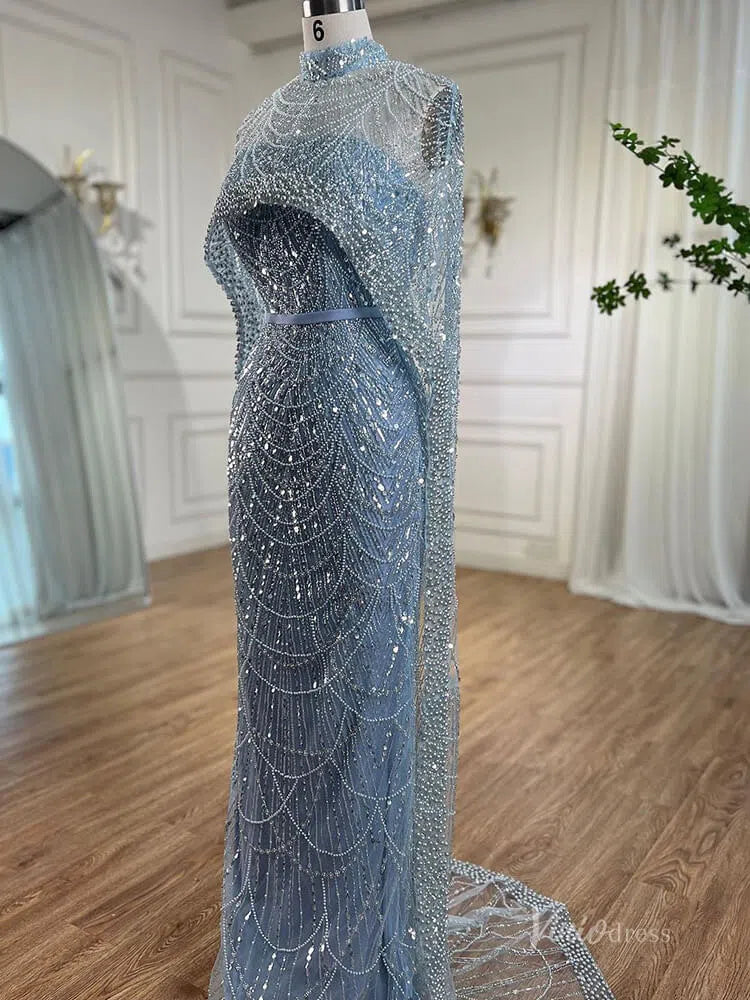 Luxury Beaded 20s Evening Gowns Gatsby Formal Dresses with Cape 20201-prom dresses-Viniodress-Viniodress