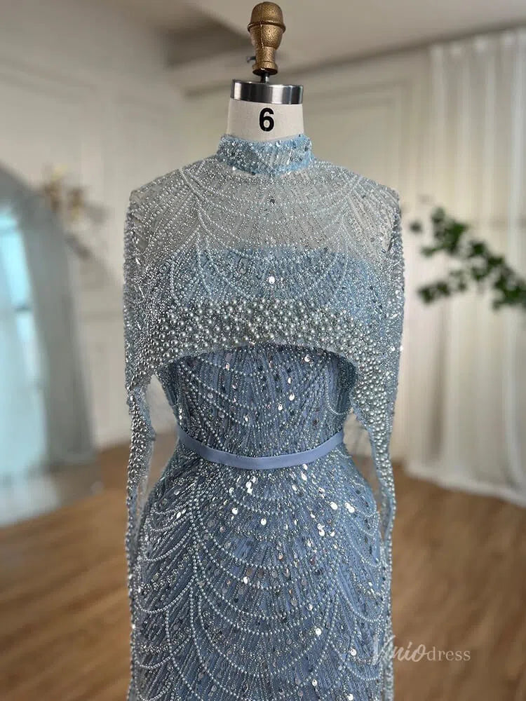 Luxury Beaded 20s Evening Gowns Gatsby Formal Dresses with Cape 20201-prom dresses-Viniodress-Viniodress